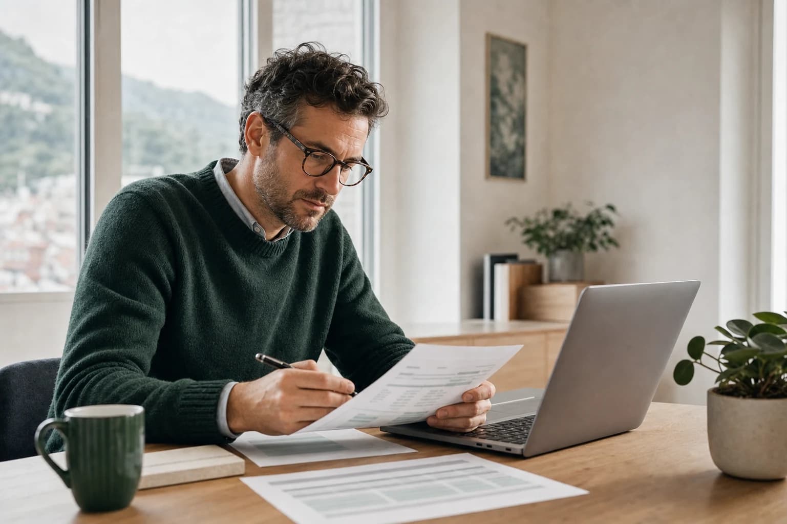 Specialist reviewing premium and comparison data